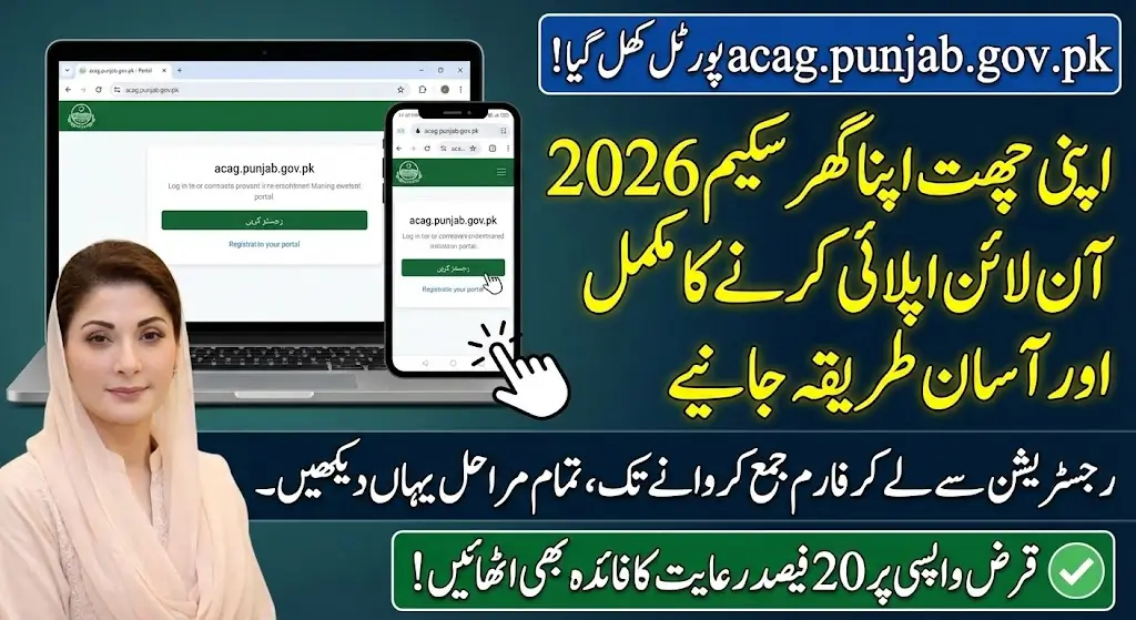 acag.punjab .gov.pk Portal Repayment Period & How to Apply For Apni Chhat Apna Ghar Scheme