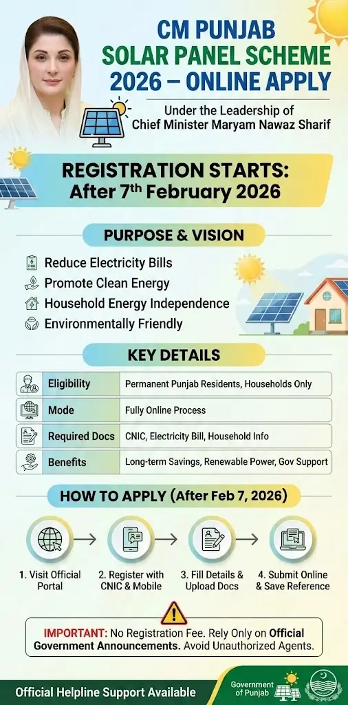 CM Punjab Solar Panel Scheme Online Apply 2026 – New Registration Started